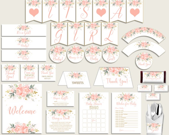 blush pink baby shower decorations