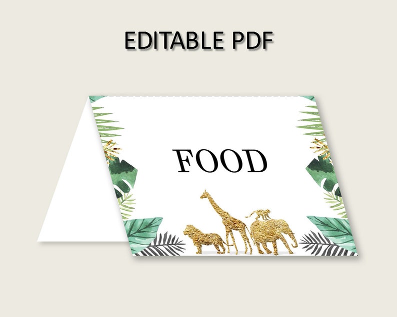 jungle-folded-food-tent-cards-printable-gold-green-editable-etsy