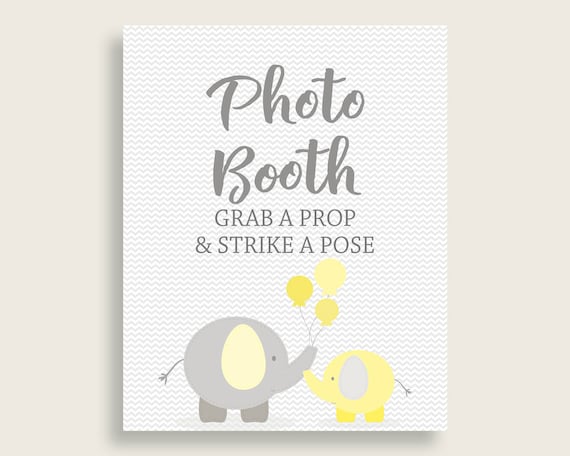 Photobooth Sign Baby Shower Photobooth Sign Yellow Baby Shower Photobooth Sign Baby Shower Elephant Photobooth Sign Yellow Gray party W6ZPZ Il_570xn