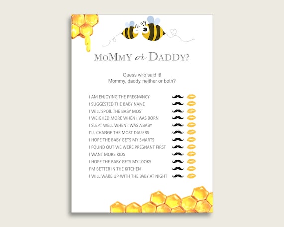 Guess Who Mommy or Daddy Little Honey Bee Baby Shower Game