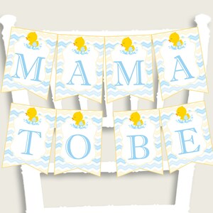 Rubber Duck Baby Shower Chair Banner Printable, Yellow Blue Chair Banner, Boy Shower, Mama To Be, Mommy, Dad Mom To Be, Instant rd002