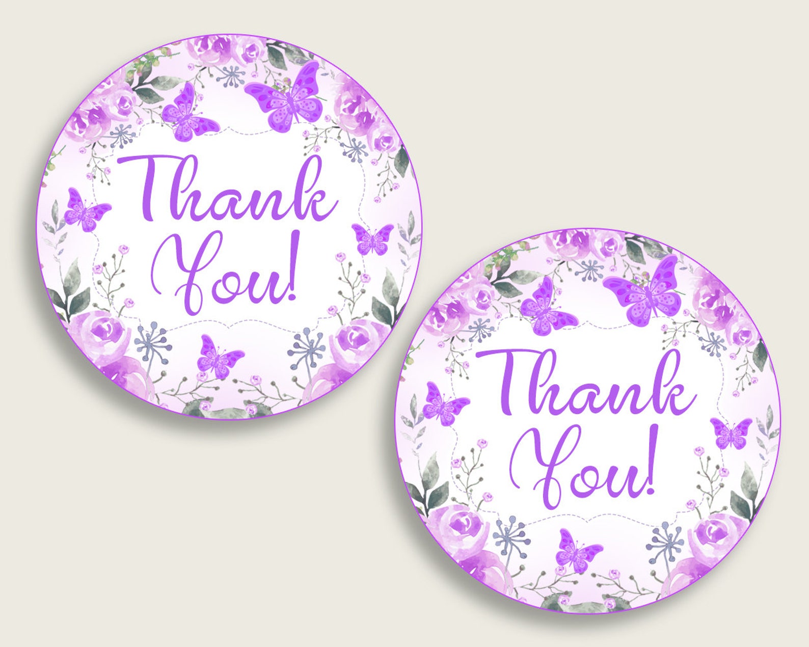 Butterfly Baby Shower Round Thank You Tags 2 inch ...