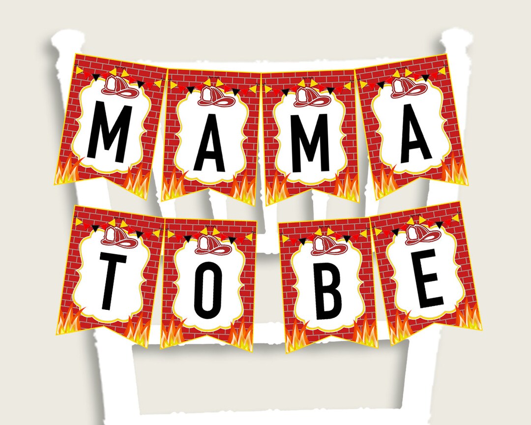 Firetruck Baby Shower Chair Banner Printable Red Yellow Chair Etsy