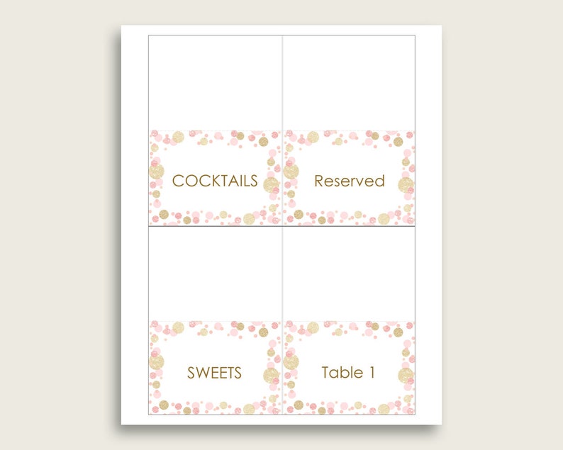 Dots Folded Food Tent Cards Printable Pink Gold Editable Pdf - Etsy