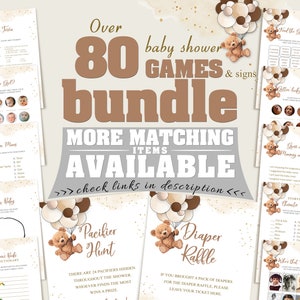Teddy Bear Baby Shower Games, Gender Neutral Baby Shower Games Printable, Baby Shower Games Bundle Teddy Bear, Instant Download, bsh01
