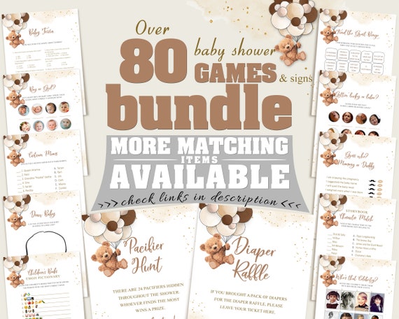 Teddy Bear Baby Shower Games, Gender Neutral Baby Shower Games Printable, Baby Shower Games Bundle, Instant Download, bsh01 Il_570xn