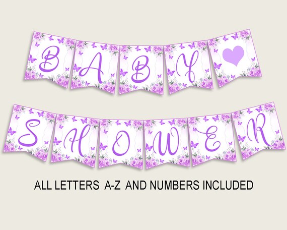 Butterfly Baby Shower Banner All Letters Birthday Party Banner