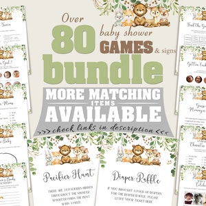 Woodland Baby Shower Games Bundle, Woodland Wonders Baby Shower Games Featuring Adorable Forest Animals, Instant Download, ap001