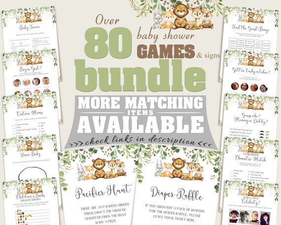 Woodland Baby Shower Games Printable Animal Games Baby Shower