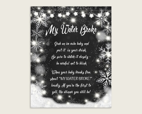 My Water Broke Game Printable, Black White Ice Cube Babies Game, Chalkboard Winter Baby Shower Gender Neutral, Frozen Babies Game X9XXW Il_570xn