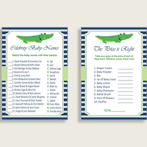 Alligator Baby Shower Games Printable Pack, Blue Green Baby Shower Games Package Boy, Alligator Games Bundle Set, Instant Download ap002 image 4