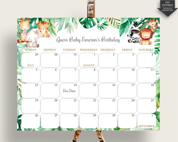 buy-safari-due-date-calendar-editable-gender-neutral-baby-shower-calendar-printable-guess-baby-birthday-instant-download-bsg01-online-in-india-etsy