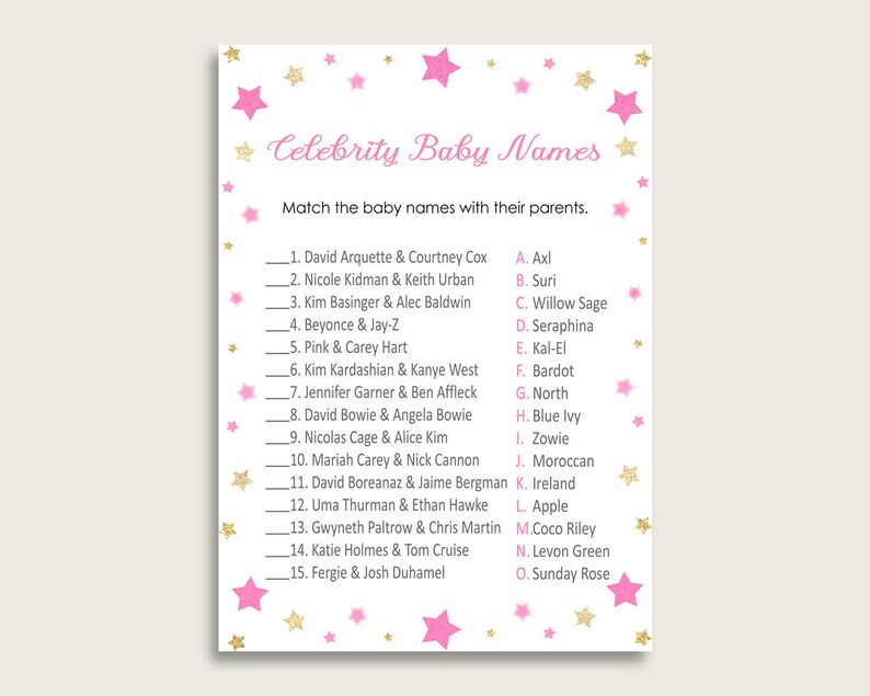 Lovely infants names picture regarding Celebrity Baby Name Game Printable identify Cute infants names