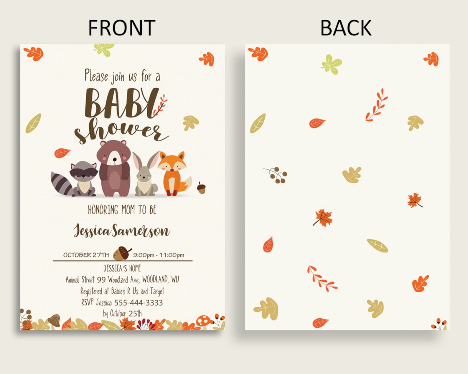 Woodland Baby Shower Invitations Printable Digital or Printed - Etsy