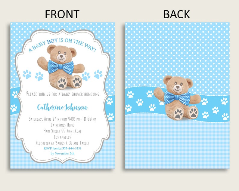 Teddy Bear Baby Shower Invitations Printable Digital or - Etsy