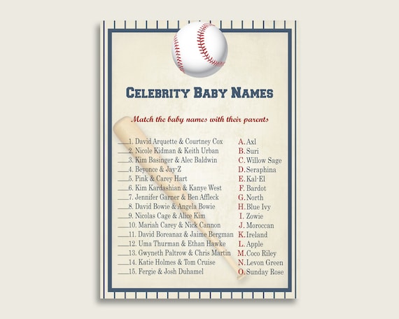 Blue Beige Celebrity Baby Names, Baseball Baby Shower Boy Name Game  Printable, Celebrity Match Game, Famous Babies Game, Celebrity YKN4H