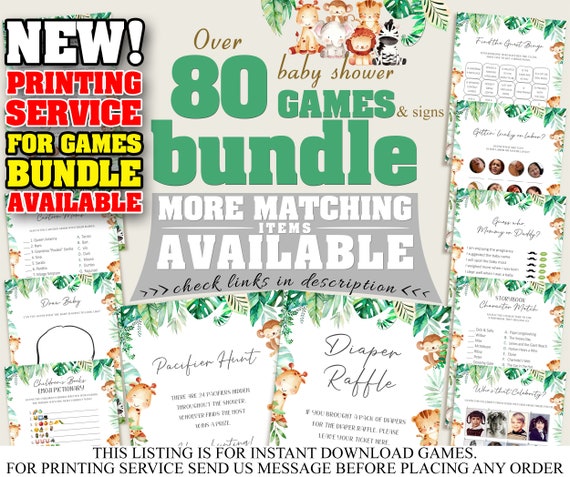 Safari Baby Shower Games, Gender Neutral Baby Shower Games Printable, Baby Shower Games Bundle, Instant Download, bsg01 Il_570xn