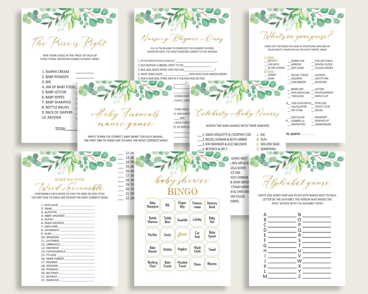 Greenery Baby Shower Games Free Printable Baby Shower - vrogue.co