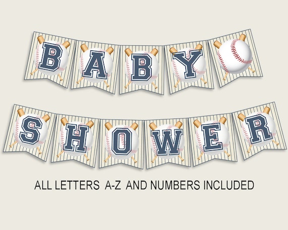 Baseball Baby Shower Banner All Letters Birthday Party Banner