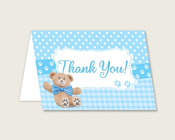 Blue Brown Thank You Cards Printable Teddy Bear Baby Shower Thank Blue Brown Thank You Cards Printable Teddy Bear Baby Shower Thank