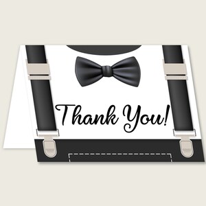 Biglietti di ringraziamento beige nero stampabili, biglietti di ringraziamento per baby shower omino, doccia per ragazzi grazie piegati, download istantaneo, lm001