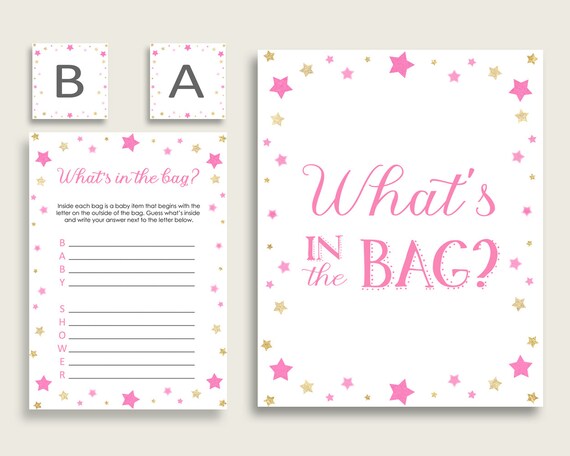 Twinkle Star Baby Shower What S In The Bag Game Pink Gold Girl Bag Twinkle Star Baby Shower What S In The Bag Game Pink Gold Girl Bag