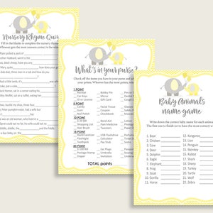 Games Baby Shower Games Yellow Baby Shower Games Baby Shower Elephant ...