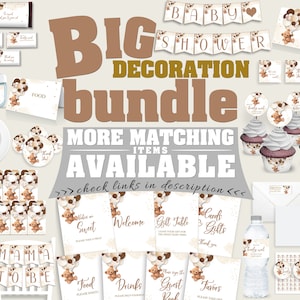 Teddy Bear Baby Shower Decoration Bundle, Printable Kit, Signs, Banners, Tags, Labels, Cupcake Toppers, Napkin Rings, Gender Neutral, bsh01