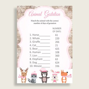 Animal Gestation Baby Shower Animal Gestation Forest Girl Baby Shower Animal Gestation Baby Shower Forest Girl Animal Gestation Pink OBJUF
