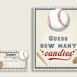 Gioco di indovinare caramelle blu beige, cartello e carte di baseball Baby Shower Boy, indovina quante caramelle, gioco di barattoli di caramelle, Jelly Beans, YKN4H istantaneo