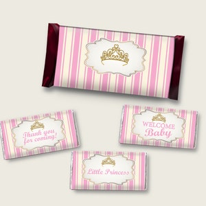 Royal Princess Hershey Candy Bar Wrapper Printable, Pink Gold Chocolate Bar Wrappers, Girl Shower Candy Labels, Instant Download, rp002