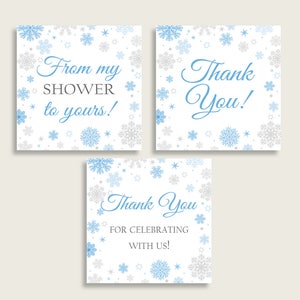 Etiquetas de agradecimiento Baby Shower Etiquetas de agradecimiento Copo de nieve Baby Shower Etiquetas de agradecimiento Azul Gris Baby Shower Copo de nieve Etiquetas de agradecimiento impresiones NL77H