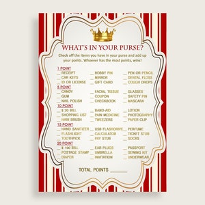 Whats In Your Purse Baby Shower Whats In Your Purse Prince Baby Shower Whats In Your Purse Red Gold Baby Shower Prince Whats In Your 92EDX