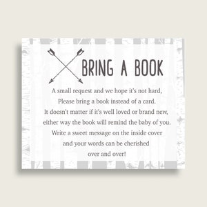 Adventure Mountain baby shower breng een boek invoegen afdrukbaar, jongen grijs wit boek verzoek, Adventure Mountain boeken voor baby, boek S67CJ
