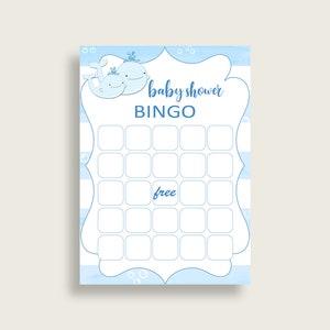 Whale Baby Shower Bingo Cards Printable, Blue White Baby Shower Boy, 60 Prefilled Bingo Game Cards, Nautical Sea Summer Popular Theme wbl01 image 3