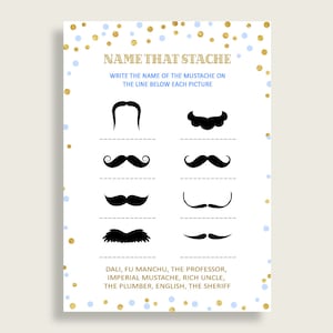 Name That Stache Baby Shower Name That Stache Confetti Baby Shower Name That Stache Blue Gold Baby Shower Confetti Name That Stache cb001