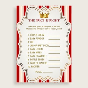 Price Is Right Baby Shower Price Is Right Prince Baby Shower Price Is Right Red Gold Baby Shower Prince Price Is Right digital print 92EDX