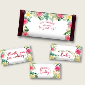 Candy Wrappers Baby Shower Hershey Wrappers Hawaiian Baby Shower Candy Wrappers Baby Shower Hawaiian Hershey Wrappers Pink Green 955MG