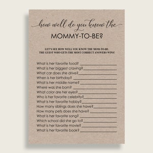 How Well Do You Know Mommy Baby Shower How Well Do You Know Mommy Kraft Baby Shower How Well Do You Know Mommy Baby Shower Kraft How ZOVMD
