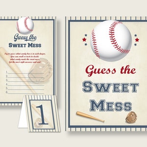 Baseball Guessing Game Baby Shower Boy, Blue Beige Guess The Sweet Mess Game Printable, Dirty Diaper Game, Instant Download, YKN4H