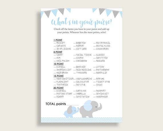 Elephant Baby Shower Games Printable Pack, Blue Grey Baby Shower Games –  Studio 118