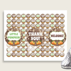 Autumn Hershey Kisses Circle Printable, Brown Orange Hershey Kisses Labels Round Digital, Gender Neutral Baby Shower, Instant 0QDR3