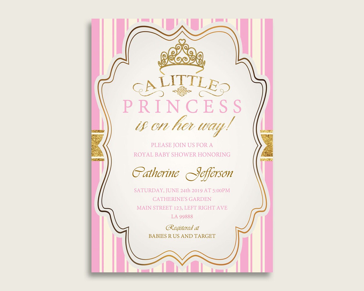 Royal Princess Baby Shower Invitations Printable, Digital or