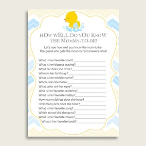 Yellow Blue How Well Do You Know Mommy Game, Rubber Duck Baby Shower Boy, Who Knows Mommy Best Printable, Donald Duck Daisy Duck rd002