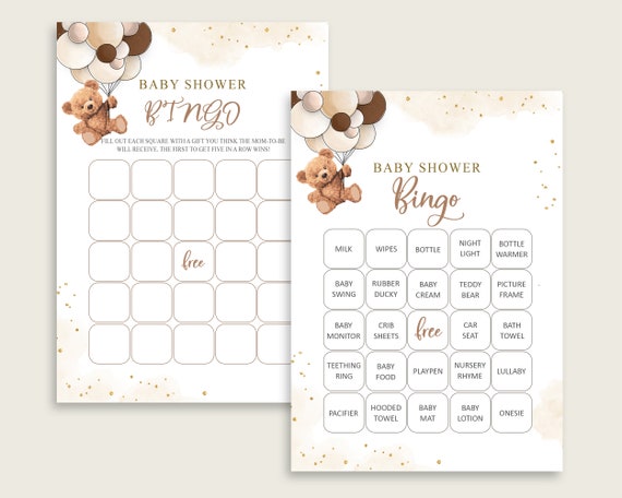 Teddy Bear Baby Shower Bingo, Printable Bingo Prefilled Cards, Gender Neutral Baby Shower, 100 Bingo Game Cards Download, bsh01 Il_570xn