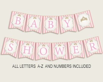 royal princess baby shower banner all letters birthday party etsy