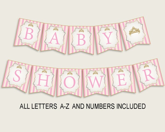 Royal Princess Baby Shower Banner All Letters Birthday Party