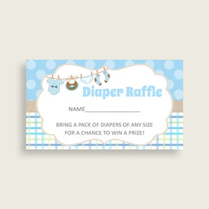 Clothes Baby Shower Diaper Raffle Tickets Game, Boy Blue Beige Diaper ...