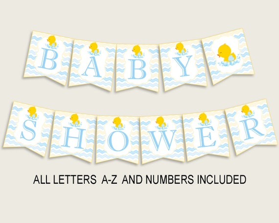 Rubber Duck Baby Shower Banner All Letters Birthday Party Banner