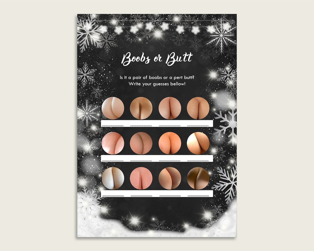 Black White Boobs or Butt Printable Chalkboard Winter Baby - Etsy
